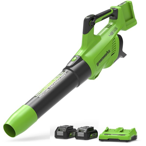 מפוח 48V GREENWORKS כולל שתי סוללות 4.0 AH +מטען