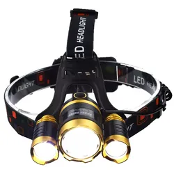 פנס ראש נטען 3 נורות סוללת ליתיום